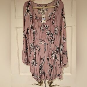 American Rag Pink and Black Long Sleeve Sundress